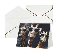 Biglietto di auguri vuoto con buste Thank YouCard Tre giraffe che indossano occhiali da sole Biglietto di buon compleanno per donne uomini Natale Halloween matrimonio biglietti di auguri per tutte le