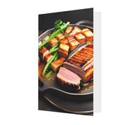 Biglietto di auguri vuoto con deliziosa carne alla griglia, 10 x 15 cm, biglietto di auguri #Holiday, adatto per tutte le occasioni.