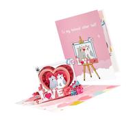 Biglietto di benedizione popup fatto a mano per San Valentino, con busta, pieghevole, biglietto di auguri per anniversario, invito a sorpresa
