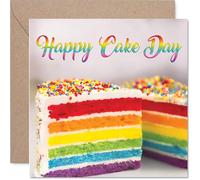 Biglietto di compleanno allegro - Bursting with Birthday Joy - Design Rainbow Cake and Sprinkles - vivace divertimento per il loro grande giorno - quadrato da 145 mm, busta inclusa
