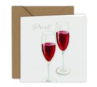 Biglietto di compleanno - bicchieri con bevanda rossa | biglietto pieghevole (15 x 15 cm) - con busta - interno bianco