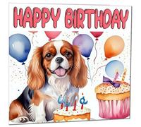 Biglietto di compleanno con cane Cavalier King Charles Spaniel, 145 x 145 mm