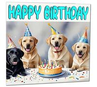 Biglietto di compleanno con labrador - Divertente biglietto di compleanno con cane labrador, 145 x 145 mm
