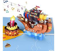 Biglietto di compleanno con musica, biglietto di compleanno per bambini per 1 anno, 2/3/4/5/6/7/8/9 anni, con candela a LED, 3D, pop-up, biglietto di compleanno per ragazzo, figlio