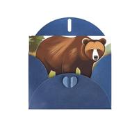 Biglietto di compleanno con orso bruno che cammina con busta, stile premium, decorazioni uniche, auguri edificanti!