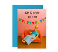 Biglietto di compleanno con scritta "Getting Old - Born to Be Wild Until 9PM - Lazy Party Joke Card per uomini, marito, fidanzato, amico, fratello, papà, fratello, amico, amico, amico, papà, fratello