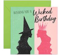 Biglietto di compleanno con scritta "Have a Wicked Birthday for Daughter Friend Niece" Greena and Pink Wicked Birthday - Biglietto di compleanno stregoneria per donne, sorella, collega, bestie