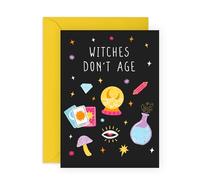 Biglietto di compleanno da donna, con scritta in lingua inglese "Witches Don't Age" (lingua italiana non garantita), regalo per amici, migliori fidanzate, signore, ragazze, zie, sorelle, vicine
