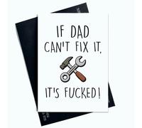 Biglietto di compleanno divertente con scritta "If Dad Can't Fix It It's F*cked AP105" (lingua italiana non garantita)