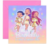 Biglietto di compleanno divertente K-Pop per nipote, figlia, nipote, amica, cugina, regalo con scritta "Happy Birthday is What it Sounds Like", allegro design a cartoni animati, per amici o familiari