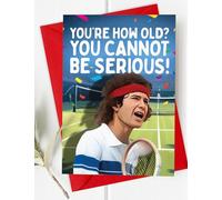 Biglietto di compleanno divertente per il tennis, John McEnroe You Cannot Be Serious, ispirato a Wimbledon, biglietto di compleanno per fan del tennis, per lui o per lei