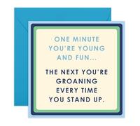 Biglietto di compleanno divertente per scherzo, con scritta in lingua inglese "Groaning When You Stand Up" (lingua italiana non garantita)