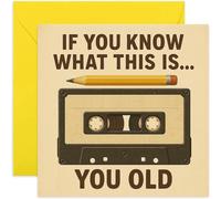 Biglietto di compleanno divertente per uomini e donne, con nastro adesivo e matita divertente per la vecchiaia, per papà, marito, moglie, mamma, anni '60, '70, '80, '90, quadrato, interno bianco con