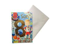 Biglietto di compleanno "Express Yourself" per figlio di 8 anni - Busta e distintivo inclusi - Biglietto di compleanno campione di calcio per figlio di 8 anni