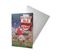 Biglietto di compleanno "Express Yourself" per papà a tema rosso e bianco n. 1, busta inclusa, biglietto di compleanno per fan di calcio per papà