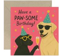 Biglietto di compleanno giocoso per gli amanti dei cani, con scritta in lingua inglese "Have a Paw Some", adorabile design canino, per marito, moglie, fidanzato, fidanzata, mamma, papà, interno bianco