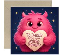 Biglietto di compleanno giocoso per papà, con scritta in lingua inglese "From Your Little Monster", idea regalo per la festa del papà, con busta