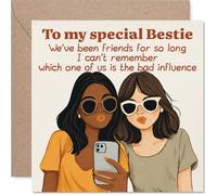 Biglietto di compleanno giocoso - Who's the Bad Influence? - Selfie-taking Friends in allegre sfumature - perfetto per un partner in Crime Moment - 145 mm quadrato, busta inclusa