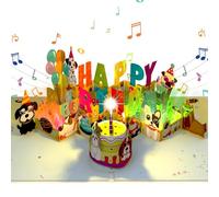 Biglietto di compleanno musicale per uomini/donne di 60 anni, biglietto di compleanno pop-up 3D con musica e luci e candela soffiabile, per donne di sessant'anni, uomini, mamma, papà, amanti dei cani