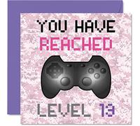 Biglietto di compleanno per 13° giocatore - You Have Rached Level 13 - Biglietti di compleanno per ragazze biglietti di auguri di compleanno di tredici giochi per adolescenti videogiochi 145mm