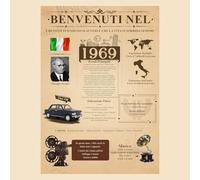 Biglietto di Compleanno per 56 Anni, Born in 1969 Il 56°Giornale Compleanno Biglietto - [A4 Senza Cornice] - Regalo Di Compleanno Vintage per Uomo e Donna - Idee Regali Compleanno Originali