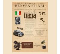 Biglietto di Compleanno per 80 Anni, Born in 1945 Il 80°Giornale Compleanno Biglietto - [A4 Senza Cornice] - Regalo Di Compleanno Vintage per Uomo e Donna - Idee Regali Compleanno Originali