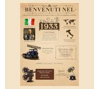 Biglietto di Compleanno per 92 Anni, Born in 1933 Il 92°Giornale Compleanno Biglietto - [A4 Senza Cornice] - Regalo Di Compleanno Vintage per Uomo e Donna - Idee Regali Compleanno Originali