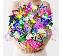 Biglietto di compleanno per donna, biglietto di compleanno 3D lilla e farfalla, con musica e luce, pop-up "Happy Birthday", per ragazze, donne, mamma, moglie, figlia, nipote