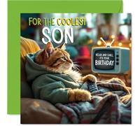 Biglietto di compleanno per figlio - TV Cat - Biglietto di auguri di compleanno per figlio da papà mamma, 145 mm