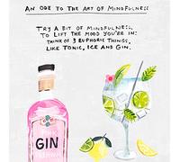 Biglietto di compleanno per gin, biglietto di compleanno per lei, biglietto di compleanno per amici, Mindfullness Three Things Tonic, Ice & Gin biglietto di compleanno per donna, multicolore