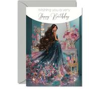 Biglietto di compleanno per la famiglia, affascinante e alla moda, biglietto di auguri per la famiglia da amici colleghi, formato A5, con vestito scintillante