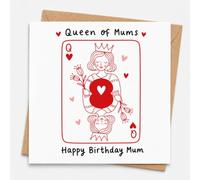 Biglietto di compleanno per la mamma con busta, design a carte da gioco con regina delle mamme, biglietto di buon compleanno da figlia o figlio, divertente e amorevole auguri di compleanno per lei
