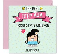 Biglietto di compleanno per la matrigna, con scritta in lingua inglese "The Best I Could Ever Wish For", biglietto di auguri di compleanno per matrigna da figlio e figlia, 14 cm