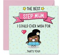 Biglietto di compleanno per la matrigna, con scritta in lingua inglese "The Best I Could Ever Wish For", biglietto di auguri di compleanno per matrigna da figlio e figlia, 14 cm