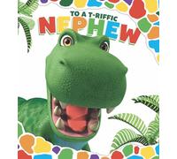 Biglietto di compleanno per nipote con dinosauro ruggito - divertente biglietto di auguri per bambini per i fan dei dinosauri - perfetto per i giovani nipoti nel loro giorno speciale