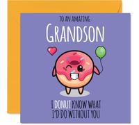 Biglietto di compleanno per nipote - Donut What I d Do - Biglietto di auguri di compleanno per nipote da nonno, 145 mm carino ciambella biglietti di auguri di compleanno