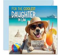 Biglietto di compleanno per nuora - Chill Beach Dog - Biglietto di auguri di compleanno per nuora da padre, madre, mamma, 145 mm Chill Beach Dog Bday