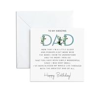 Biglietto di compleanno per papà da figlia o figlio, biglietto di compleanno del papà toccante, favoloso biglietto 13 × 13 cm, interno vuoto per il tuo messaggio