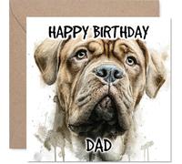 Biglietto di compleanno per papà, Dogue de Bordeaux, biglietto di auguri di compleanno per papà da figlio, 145 mm, con razze di cani