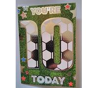 Biglietto di compleanno per ragazzi con scritta in inglese "You're 10 Today". Design per il decimo compleanno