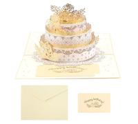 Biglietto di compleanno pop up, biglietto di compleanno pop up per ragazze, elegante messaggio di auguri per il giorno della torta, busta a tre strati inclusa, carta per ricordi stampata in alluminio
