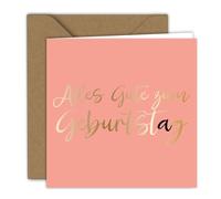 Biglietto di compleanno - scritta color pastello rosa | biglietto pieghevole (15 x 15 cm) - con busta - interno bianco