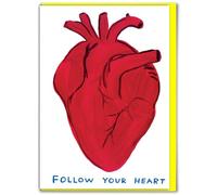 Biglietto di compleanno ufficiale David Shrigley - "Follow Your Heart" - spiritoso divertente compleanno umoristico - per lui, lei, uomini, donne, amici, biglietti stravaganti per gli amanti dell'arte