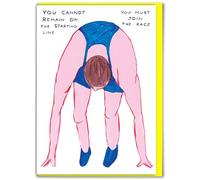 Biglietto di compleanno ufficiale David Shrigley - "Must Join The Race" - spiritoso divertente compleanno umoristico - per lui, lei, uomini, donne, amici, biglietti stravaganti per gli amanti