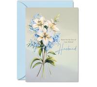 Biglietto di condoglianze per la perdita del marito, motivo floreale con fiori più profondi, biglietti per lutto per adulti, 12,7 x 17,8 cm, per condoglianze che pensano a te