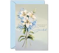 Biglietto di condoglianze per la perdita del nonno - floreale più profondo condoglianze fiori - biglietti per lutto per adulti, A5 condoglianze Thinking of You biglietti di auguri