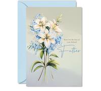 Biglietto di condoglianze per la perdita del padre - floreale più profondo condoglianze fiori - biglietti per lutto per adulti, A5 condoglianze Thinking of You biglietti di auguri