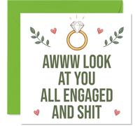 Biglietto di fidanzamento sfacciato, A Little Sass for the Newly Engaged | Anello audace e design a cuori con accenti dorati, 145 mm quadrato, busta inclusa