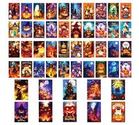 Biglietto di Halloween, 50 cartoline horror | Scheletro di e scheletro di fantasma, divertenti cartoline, diversi biglietti per aule, casa, 10,2 x 15,2 cm