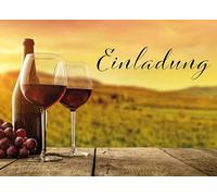 Biglietto di invito - Calici da vino, formato orizzontale - 10,5 x 14,5 cm.